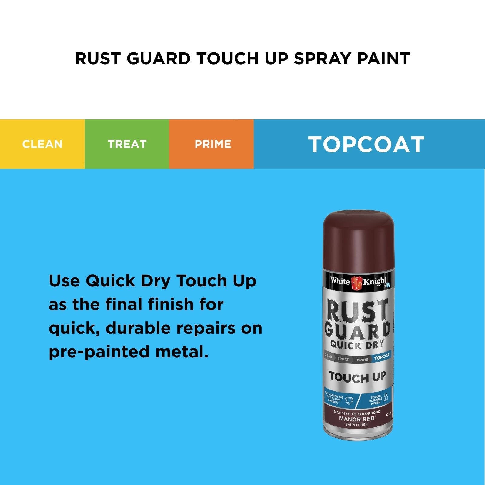 White Knight Rust Guard Touch Up Spray Paint 300g Manor Red Satin