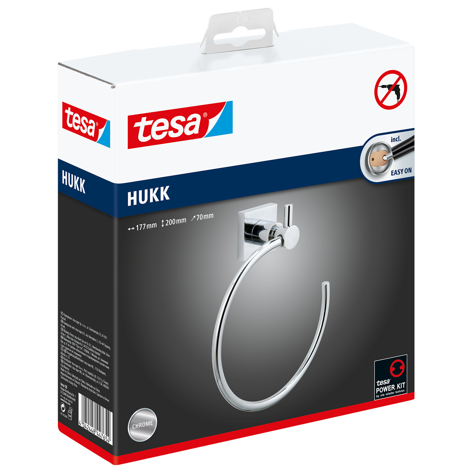 tesa Hukk Self-Adhesive Chromed Metal Towel Ring
