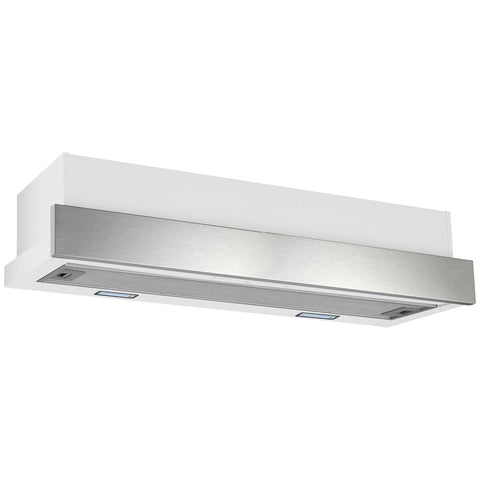 Omega 90cm Slide-Out Rangehood - White with Stainless Steel Fascia, 440m³/h Max Air - ORT9WXL