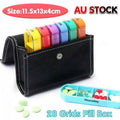 28 Grid 7 Day Weekly Pill Box Organiser - With PU Leather Travel Pouch