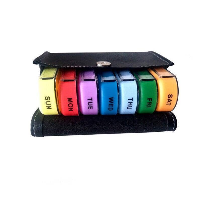 28 Grid 7 Day Weekly Pill Box Organiser - With PU Leather Travel Pouch - view 2