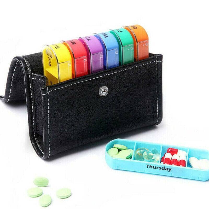 28 Grid 7 Day Weekly Pill Box Organiser - With PU Leather Travel Pouch - view 4