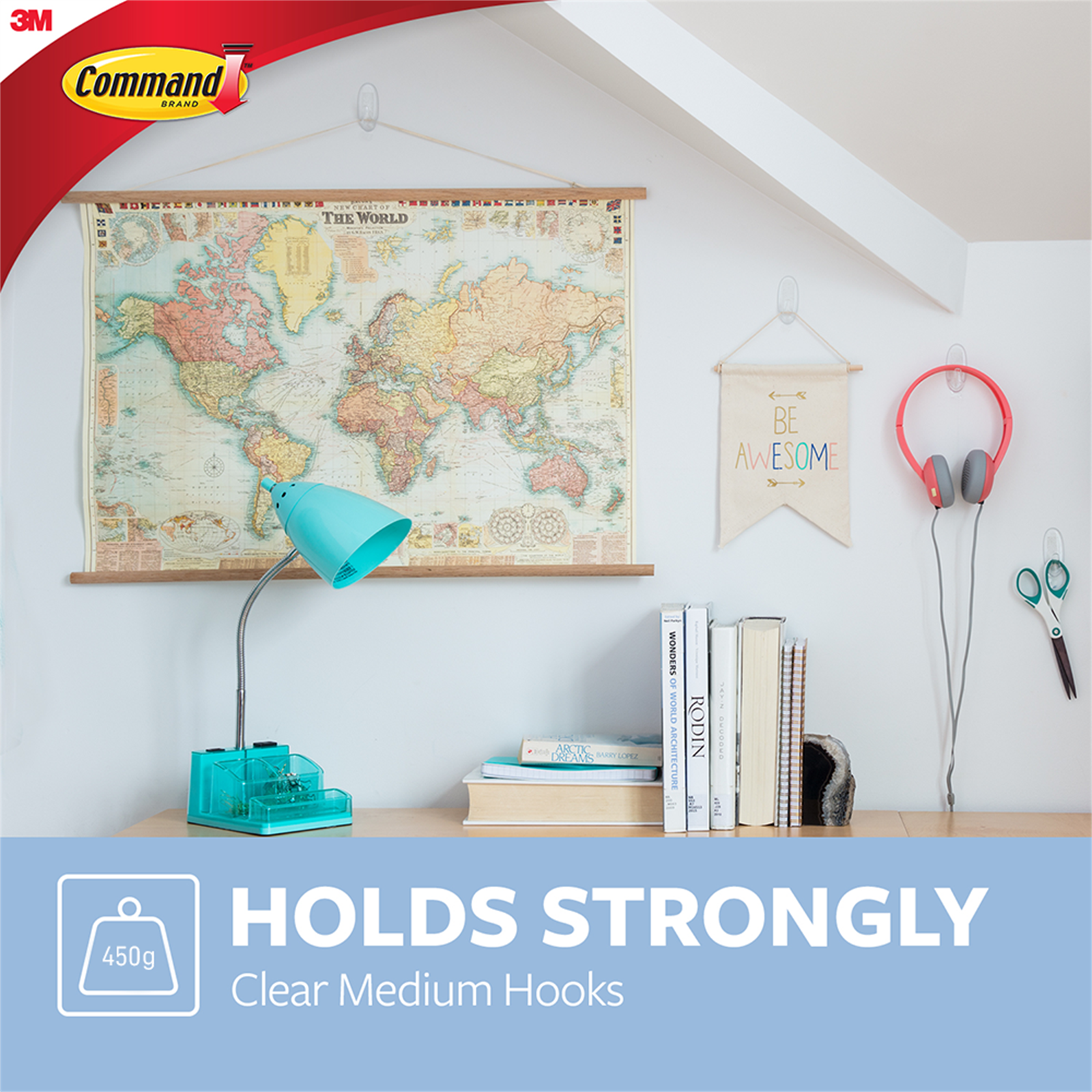 Command Small Clear Adhesive Wall Hooks - 2 Pack, Damage-Free