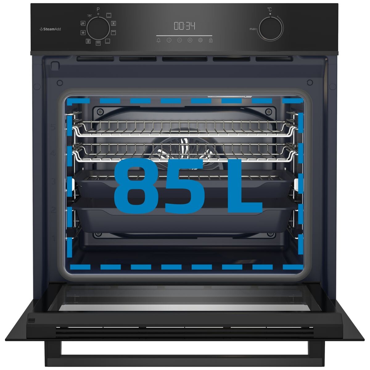 Beko 60cm Built-In Oven - Airfry, SteamAssist, Pyrolytic Cleaning, Meat Probe - BBO6851PSDX