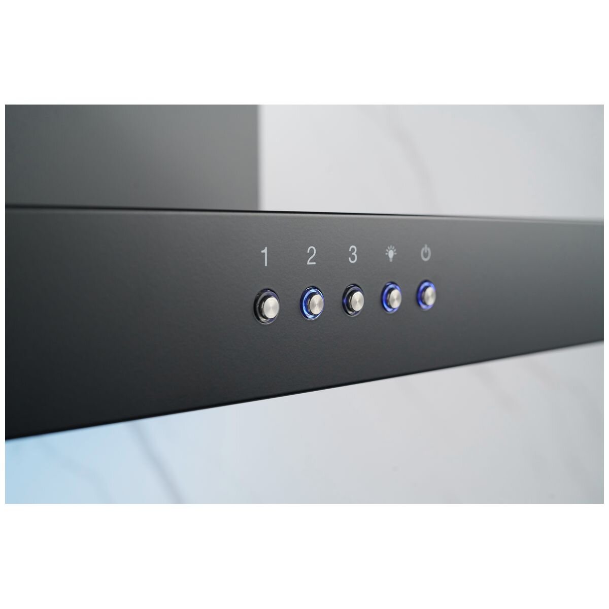 Omega 90cm Wall Canopy Rangehood - Matt Black - 752m³/h Air Capacity - 18W LED Light - ORC90MB