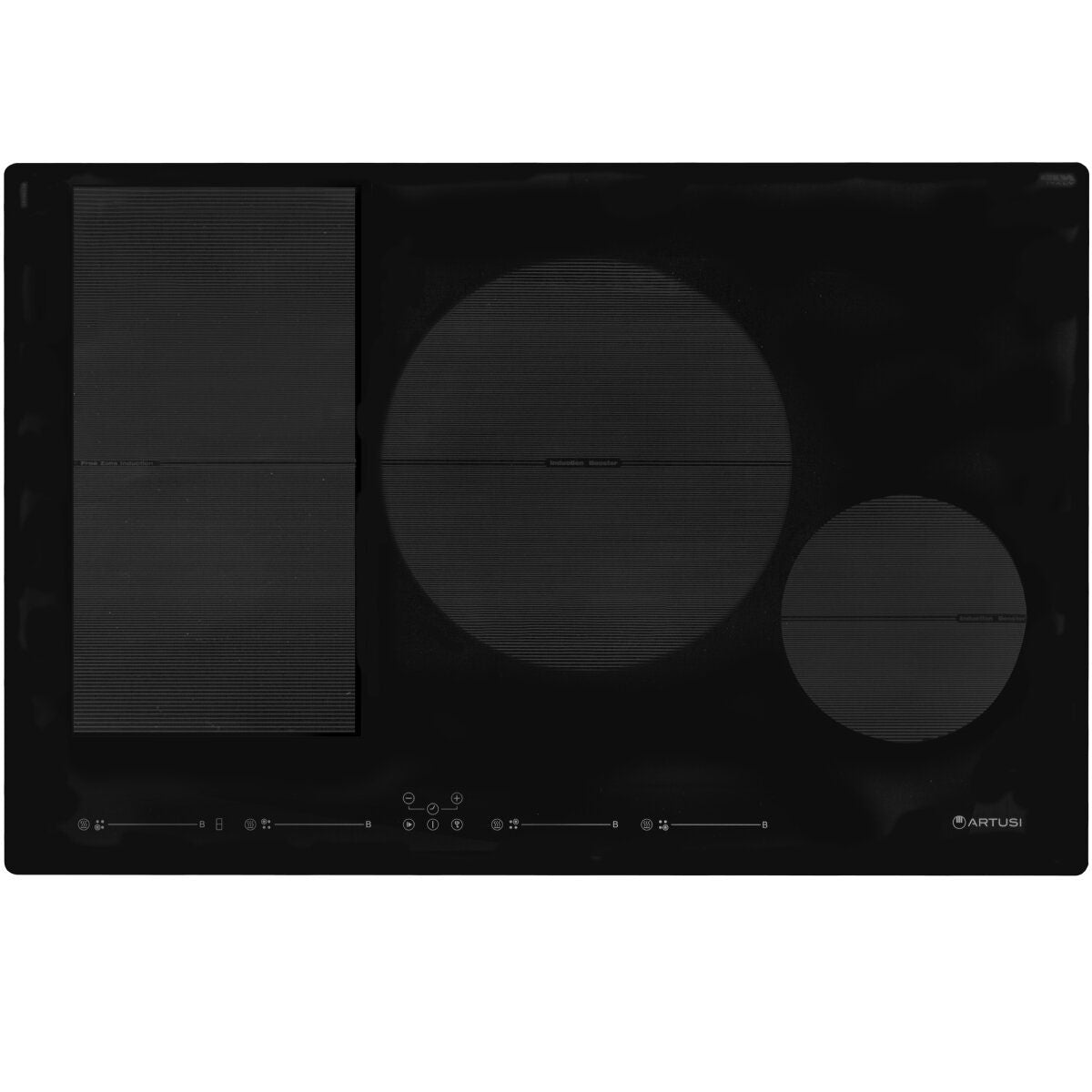 Artusi 80cm Induction Cooktop - Black Ceramic Glass, 4 Zones with Boost, FlexiZone, Touch Controls - AID2000