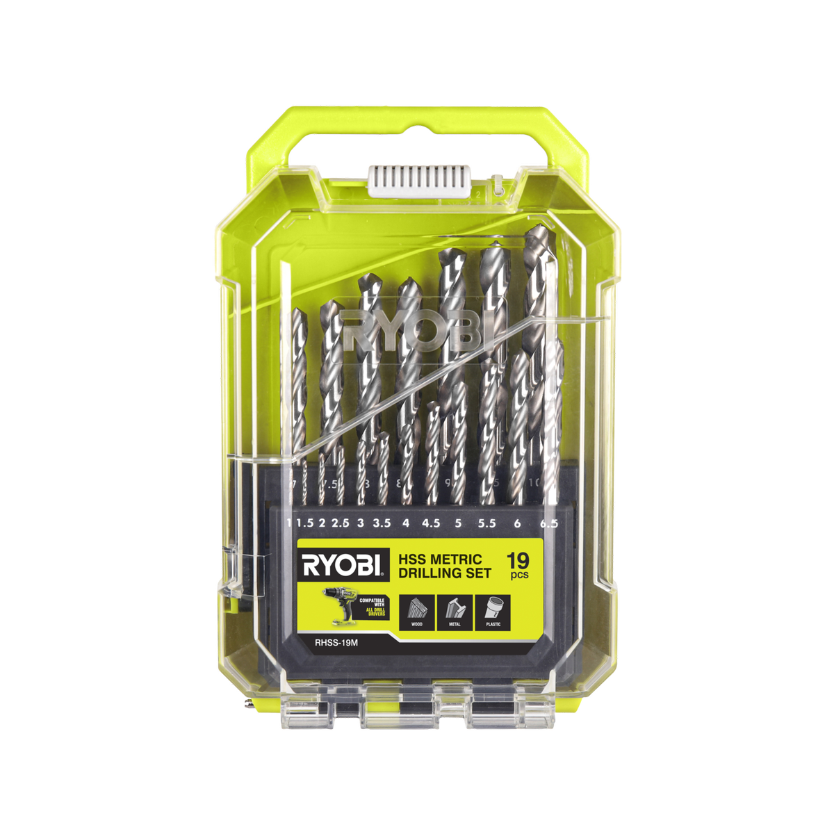 Ryobi Drill Bit Set - 19 Piece - High Speed Steel - Metric Sizes - SuperSaverAU - view 1