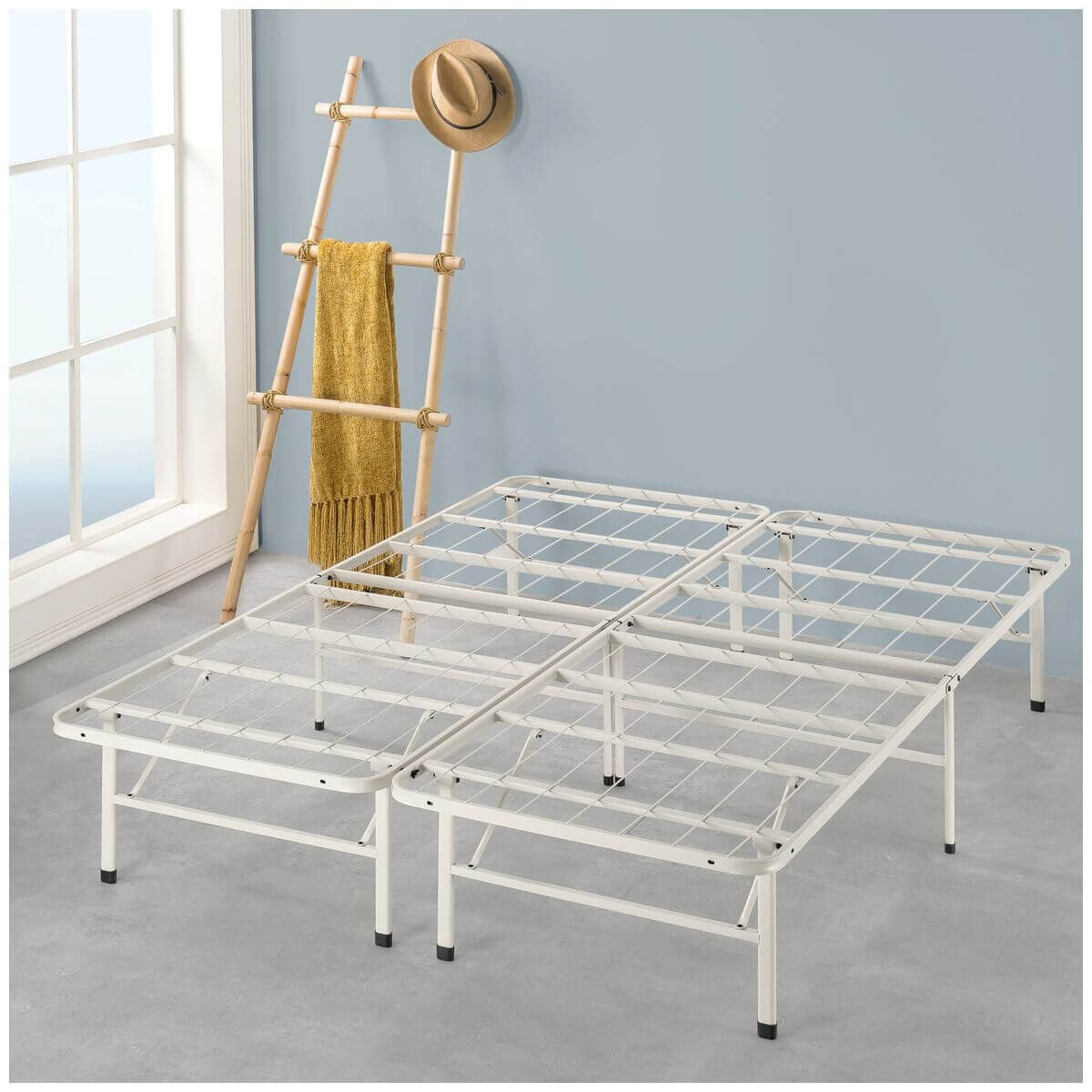 Zinus Double Smart Base Folding Bed Frame - Beige Steel, 33cm Under-Bed Clearance - AU-SBBK-14BG-D
