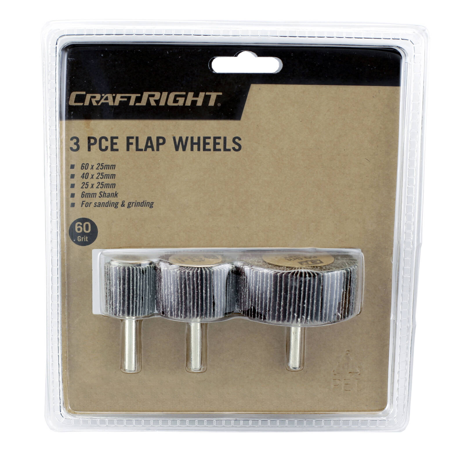 Craftright Sanding Flap Wheel Set 60 Grit - 3 Piece