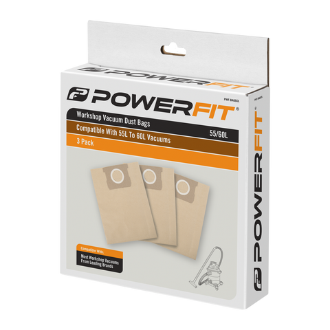 PowerFit 60L Paper Dust Bag, 3 Pack