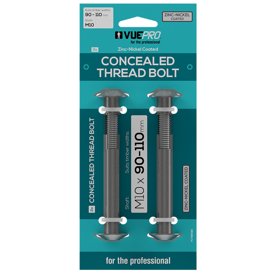Vuepro Concealed Thread Bolt - 90-110mm - Zinc Nickel Coated - Easy Install - SuperSaverAU - view 1