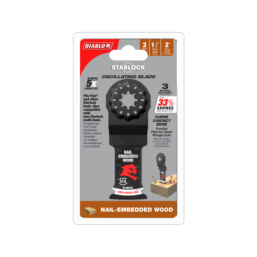 Diablo 32mm Starlock Bi Metal Multi Tool Blade - Nail Embedded Wood - 3 Pack - Ultra-Hardened Edge - SuperSaverAU - view 1