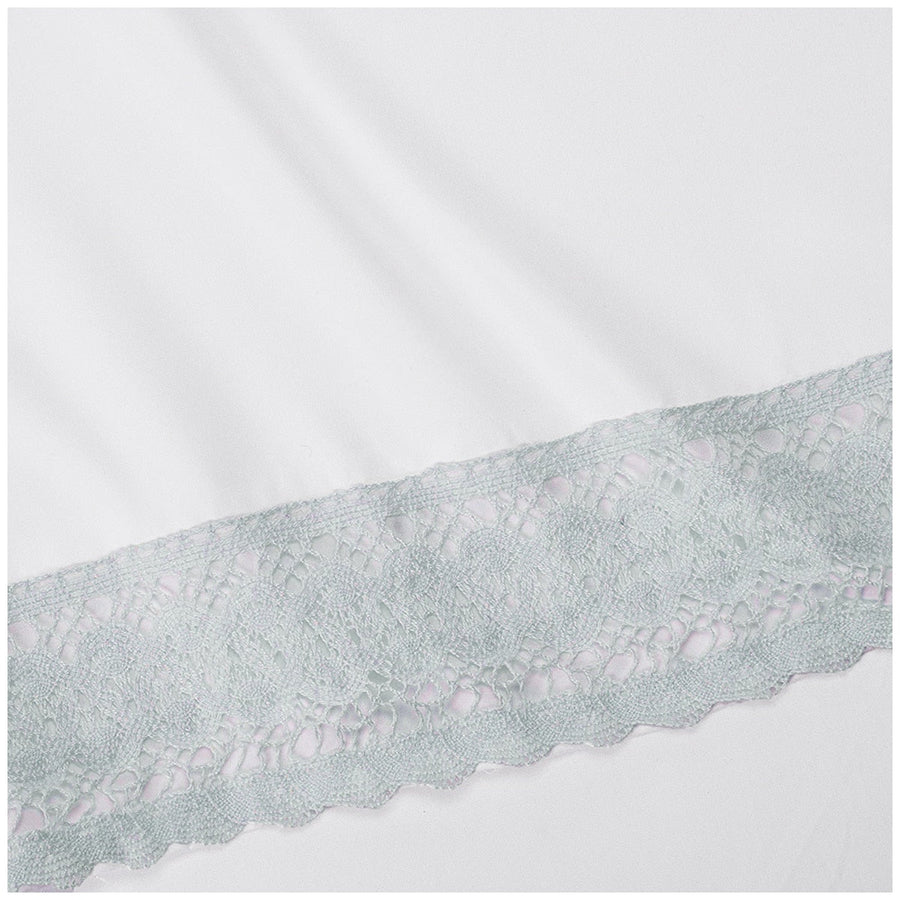 Kingtex 1500 Thread Count Crochet Lace Microfibre Sheet Set Single Ice Blue/White - SuperSaverAU - view 1