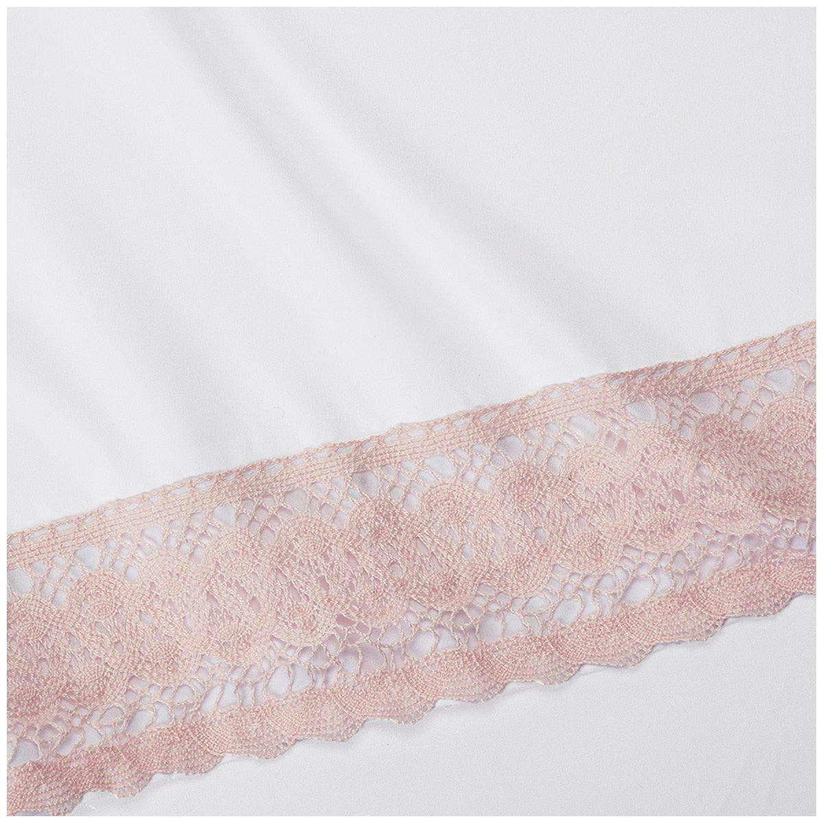 Kingtex 1500 Thread Count Crochet Lace Microfibre Sheet Set King Rose Pink/White