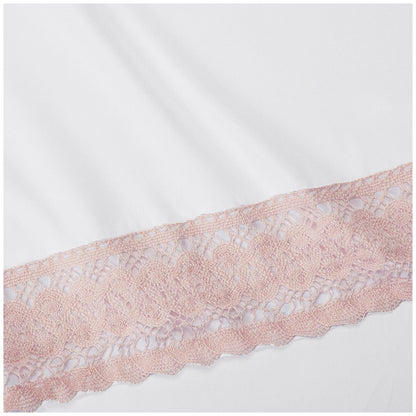 Kingtex 1500 Thread Count Crochet Lace Microfibre Sheet Set King Rose Pink/White