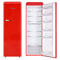 Linarie 328L Retro Larder Fridge - Red Finish, Adjustable Glass Shelves, Crisper - LK335LRED