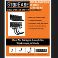 StorEase 10 Piece Wall Storage System Multi-Function Starter Kit, Black, Indoor