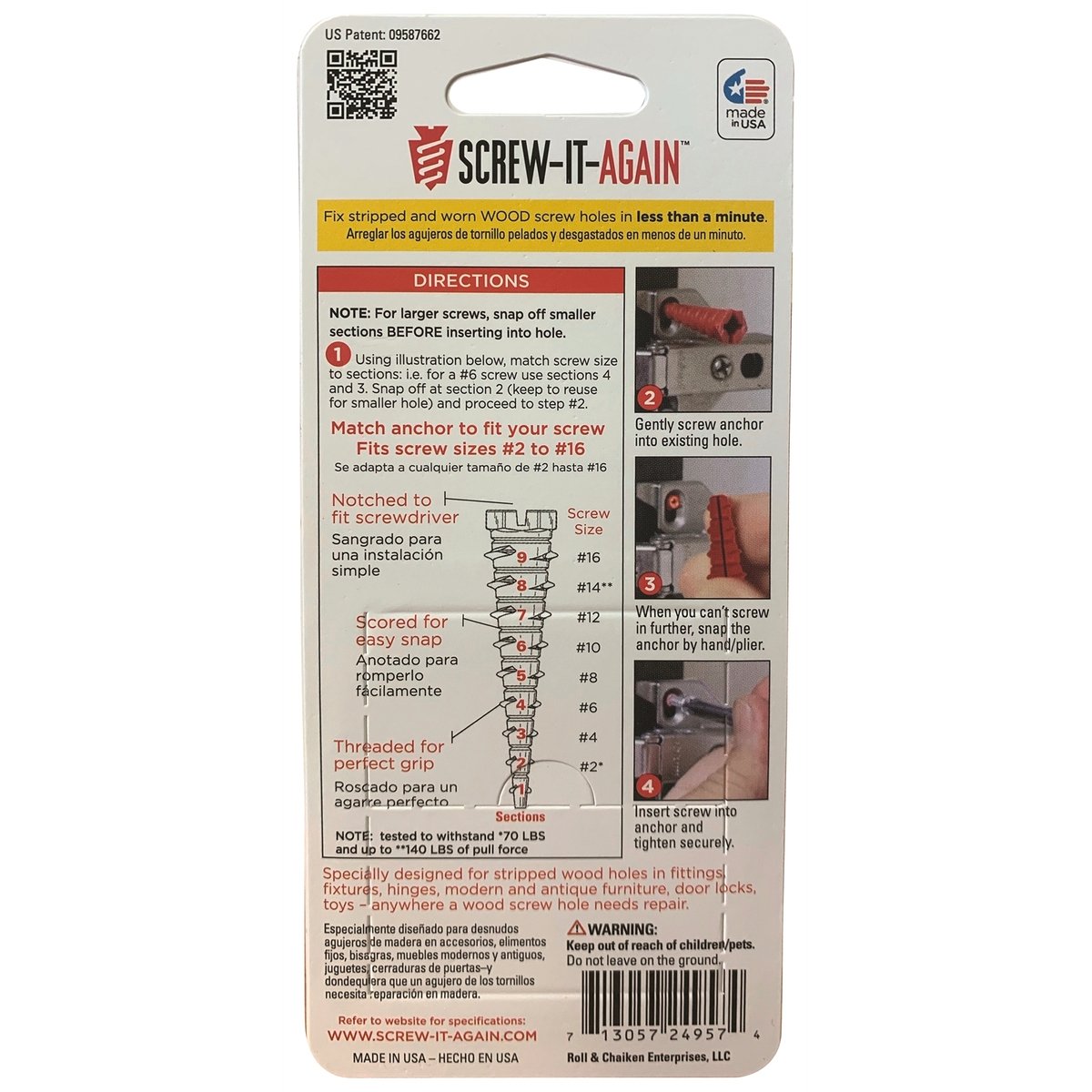 Screw It Again Screw Hole Repair Wood Anchor 10 Pack - 1mm x 5mm - Plastic - SuperSaverAU - view 3
