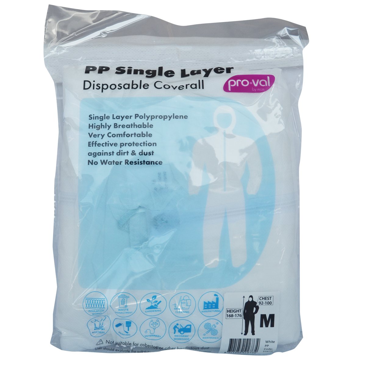 Pro Val Disposable Coverall Medium - Single Layer Non-Woven Polypropylene - Breathable Protection - SuperSaverAU - view 1