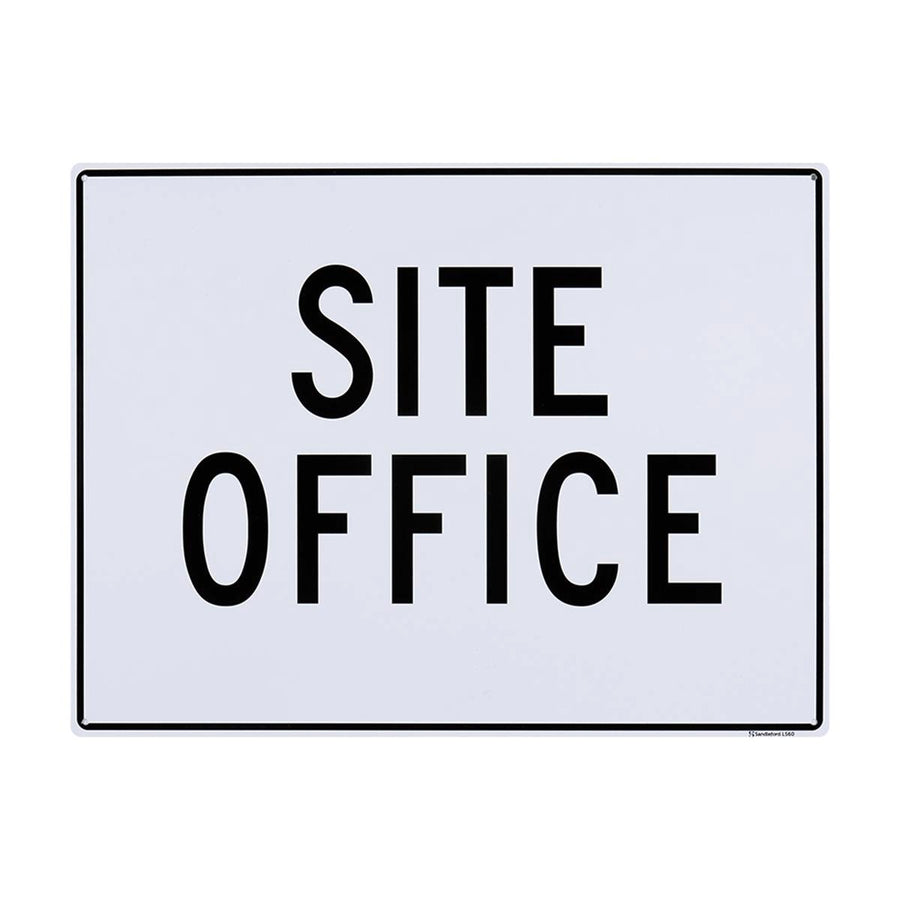 Sandleford Site Office Plastic Sign 450 x 600mm White/Black - SuperSaverAU - view 1