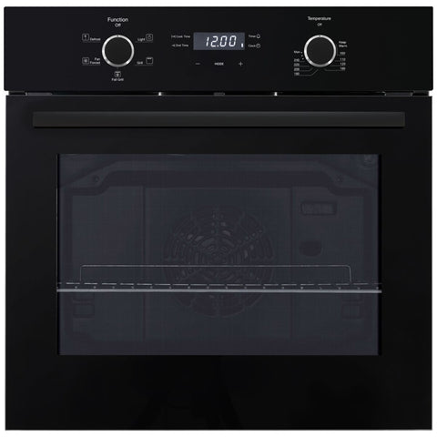 Emilia 60cm Built-In Fan Forced Oven - 67L, 5 Functions, 10A Plug and Play, Black Glass - EMF65EN