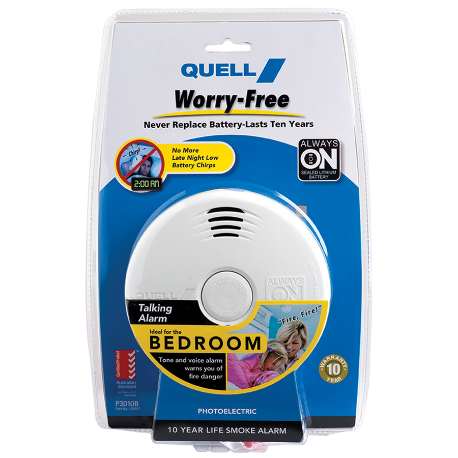 Quell Photoelectric Smoke Alarm - 130mm - PVC - Talking Voice Alarm - SuperSaverAU - view 1