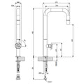 Armando Vicario Patio Pull Out Kitchen Mixer Tap - Stainless Steel, Lead Free, 5 Star WELS - 400727-LF