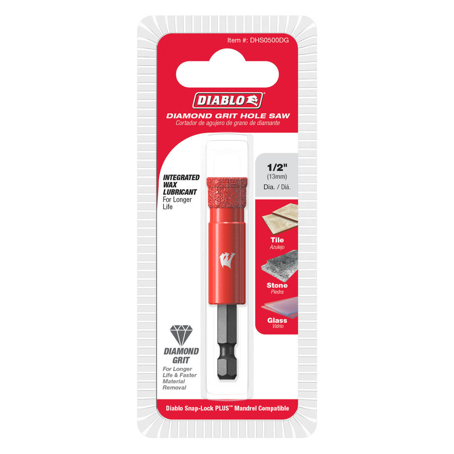 Diablo 13mm Diamond Grit Hole Saw for Tile, Granite, Marble & Glass