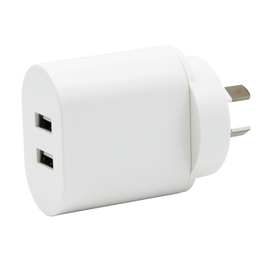 Click 2 Dual USB Wall Charger - 2.4A - Plastic - Over Voltage Protection - SuperSaverAU - view 1