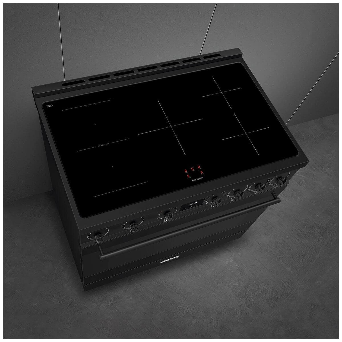 Smeg 90cm Freestanding Induction Oven - Matte Black, Pyrolytic Cleaning, Air Fry - C9IPN2