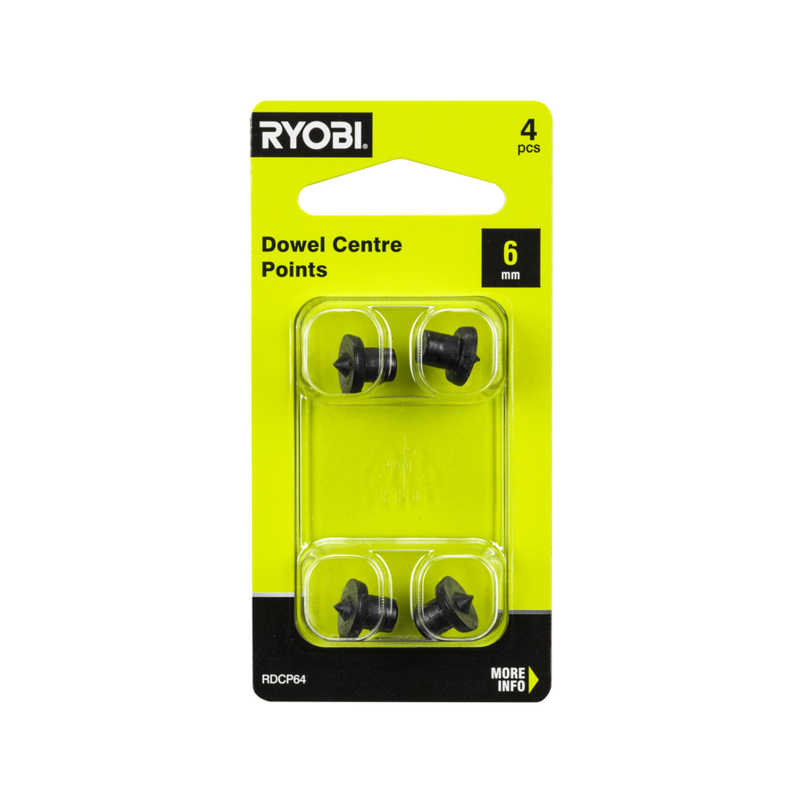 Ryobi Dowel Centre Points 6mm - 4 Pack - Carbon Steel - Accurate Alignment - SuperSaverAU - view 1