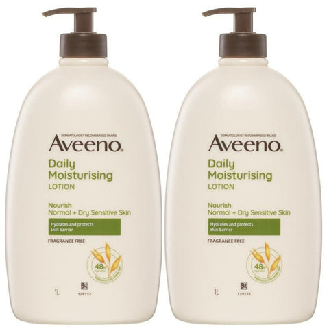 Aveeno Daily Moisturising Body Lotion Fragrance Free 2x1L - SuperSaverAU - view 2