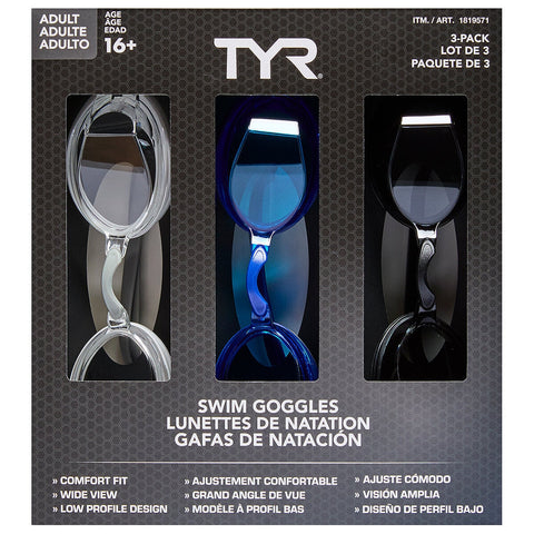 TYR Adult Swim Goggles – 3-Piece High-Performance Set - SuperSaverAU - view 1
