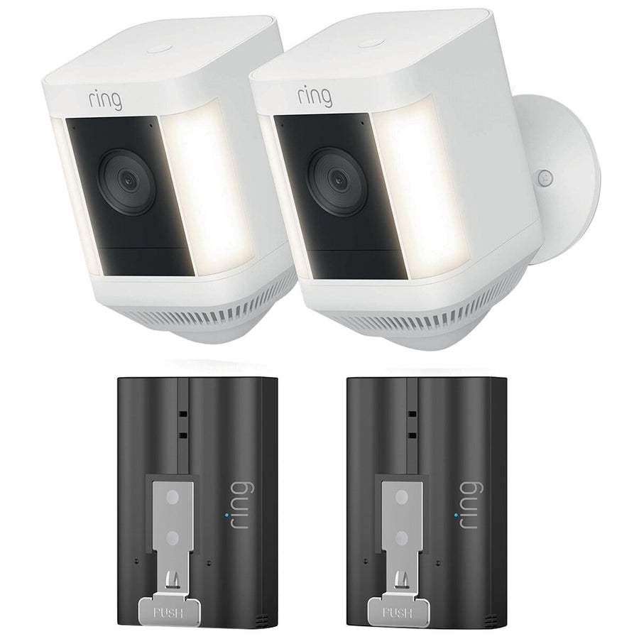 Ring Spotlight Cam Plus Battery 2 Pack with 2 Quick Release Battery Packs, 1080p HD Video, Colour Night Vision - SuperSaverAU - view 1