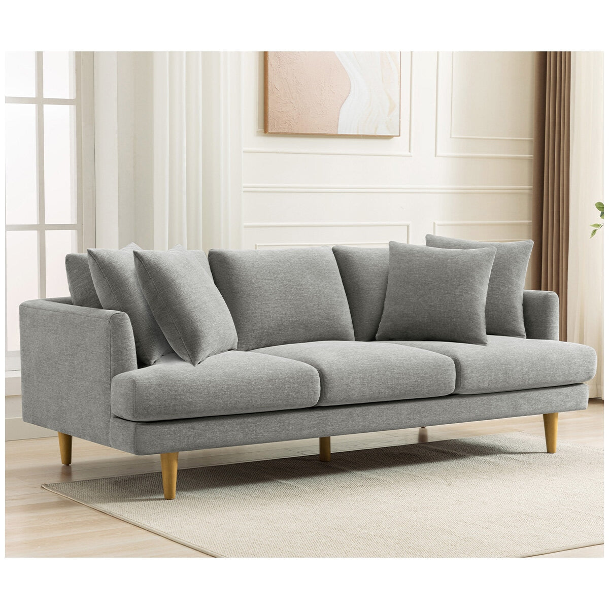 VDL Designs Crown Fabric Sofa Light Grey - SuperSaverAU - view 10