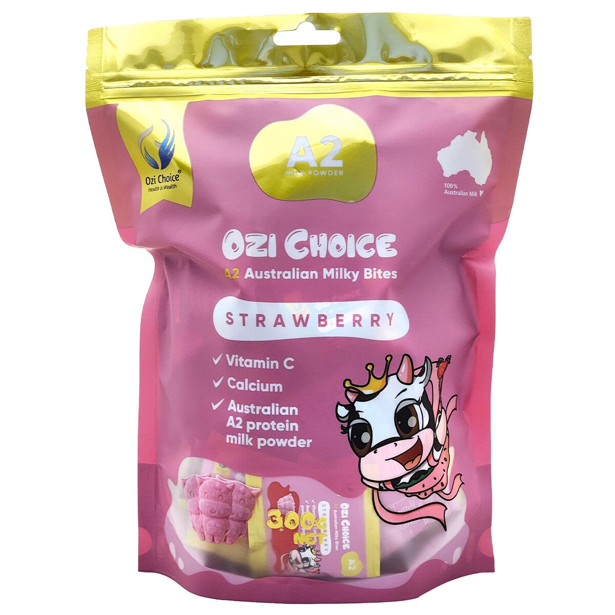Ozi Choice A2 Australian Milky Bites 300g Strawberry - SuperSaverAU - view 1