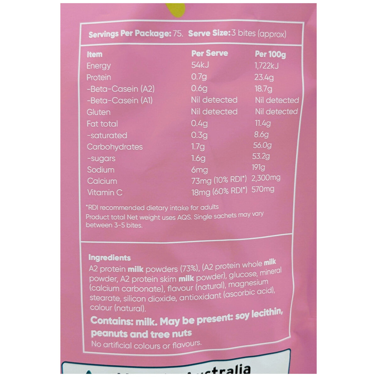 Ozi Choice A2 Australian Milky Bites 300g Strawberry - SuperSaverAU - view 3