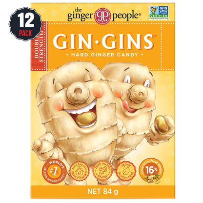 Gin Gins Double Strength Hard Ginger Candy 12 x 84g
