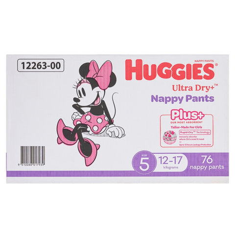 Huggies Girls' Ultra Dry Nappy Pants Plus Size 5 76 Piece - SuperSaverAU - view 1