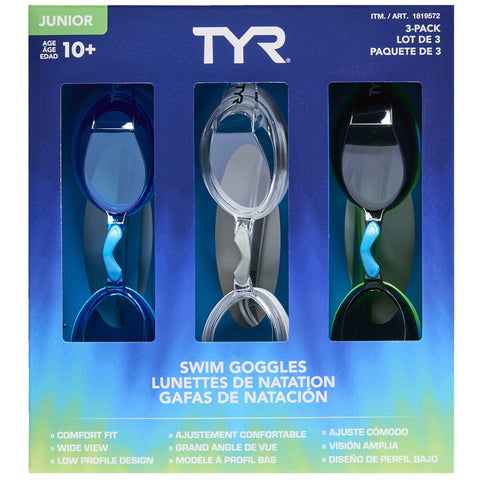 TYR Junior Boys Swim Goggles – 3 Pack (Anti-Fog & UV Protection) - SuperSaverAU - view 1