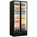 Schmick 694L two door heated glass beverage refrigerator - black, side by side doors - SK668-B-HD