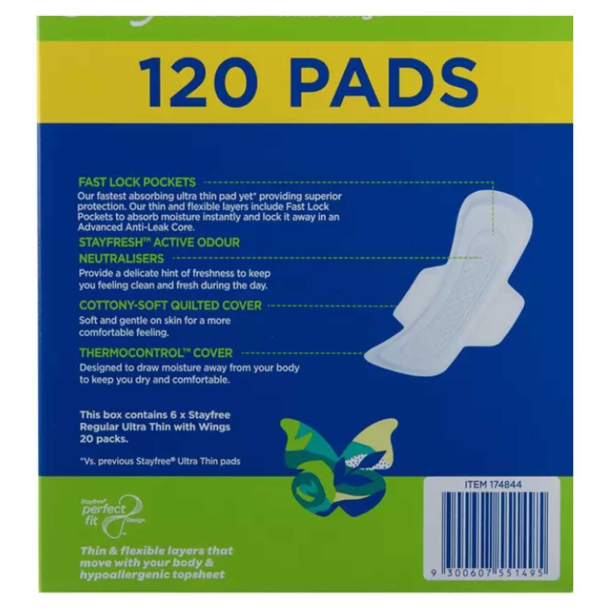 Stayfree Ultra Thin Regular Pads With Wings 120  Pack