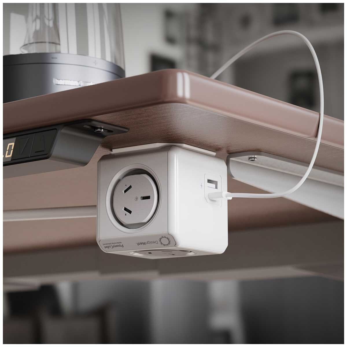 Allocacoc PowerCube 4 Outlets USB A+C 1.5M Cable 2.4A 5V 12W Childproof Red Dot 2014 Winner