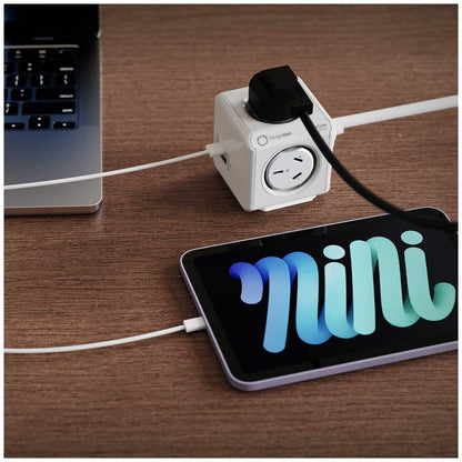 Allocacoc PowerCube 4 Outlets USB A+C 1.5M Cable 2.4A 5V 12W Childproof Red Dot 2014 Winner