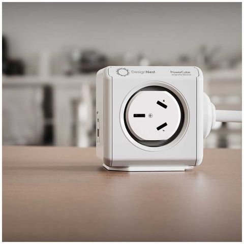 Allocacoc PowerCube 4 Outlets USB A+C 1.5M Cable 2.4A 5V 12W Childproof Red Dot 2014 Winner - SuperSaverAU - view 2