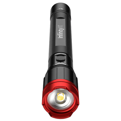 Infinity X1 5000 Lumen Dual Power Focusing Flashlight with USB Ports, Rechargeable Battery, Twist-to-Focus Beam, Aircraft Grade Aluminium Body
