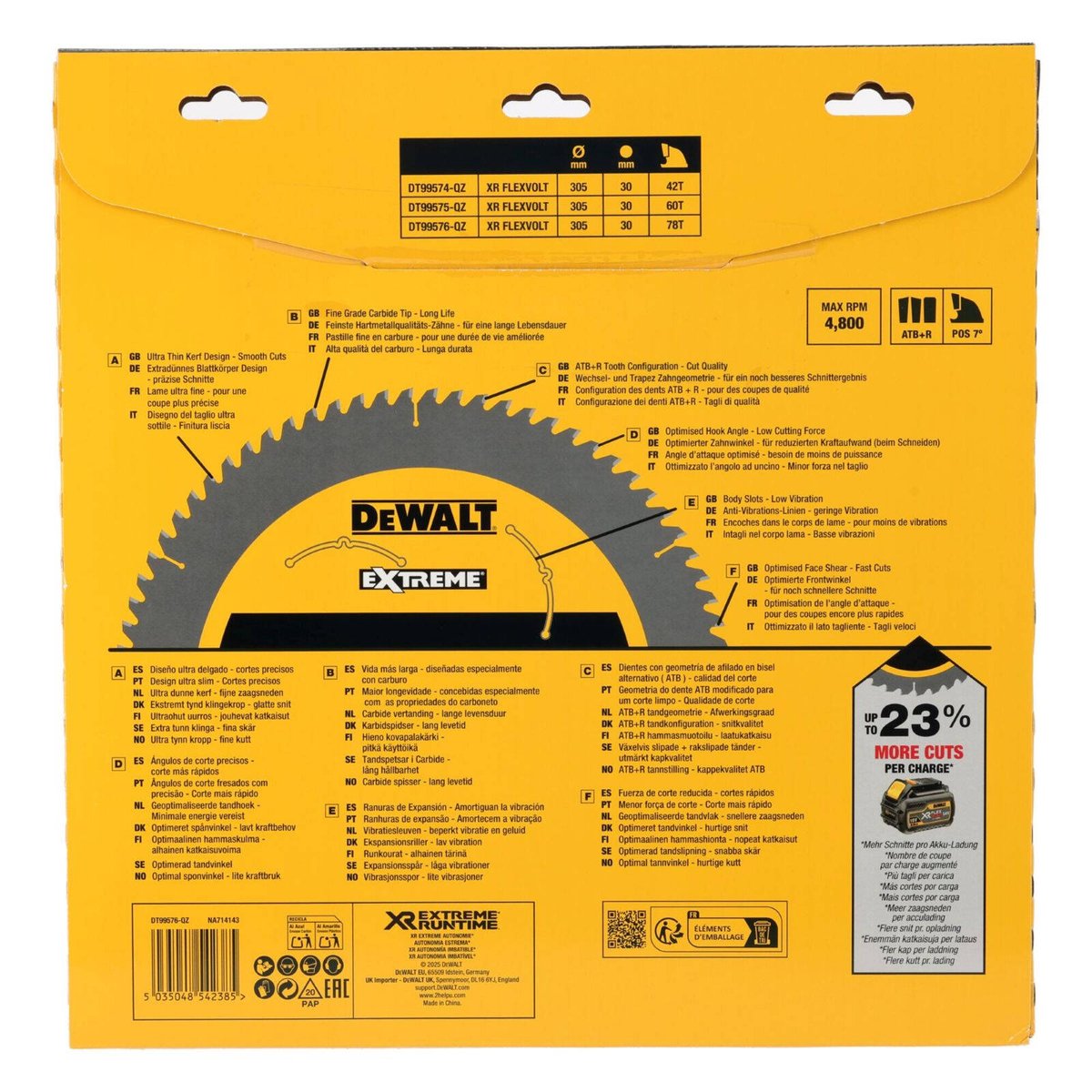 Dewalt XR Circular Saw Blade 305mm 78T - C3 Carbide - Efficient Cutting - SuperSaverAU - view 3