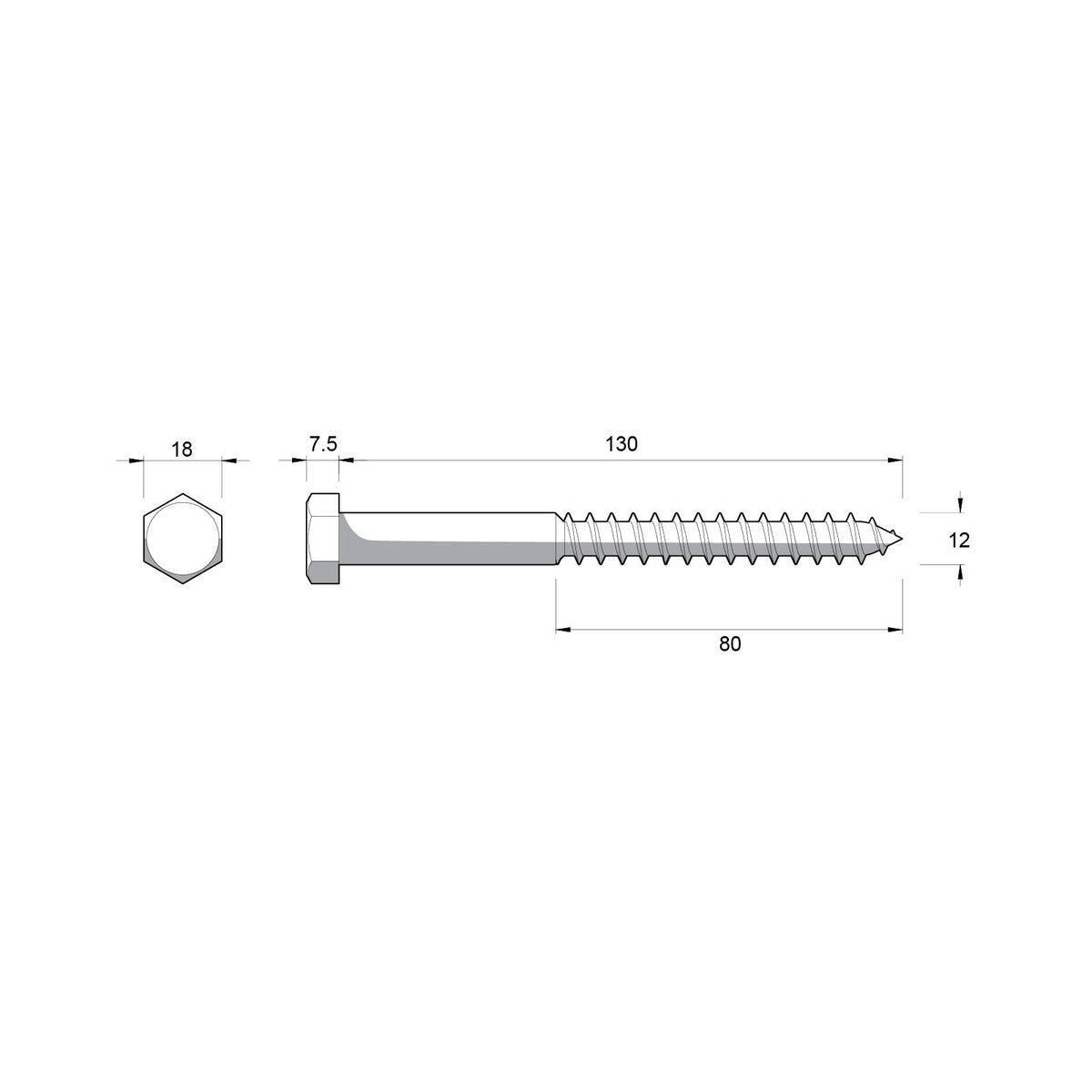 Zenith M12 Hex Head Coach Screws 12 Pack - 130mm - Hot Dip Galvanised - Heavy-Duty - SuperSaverAU - view 3