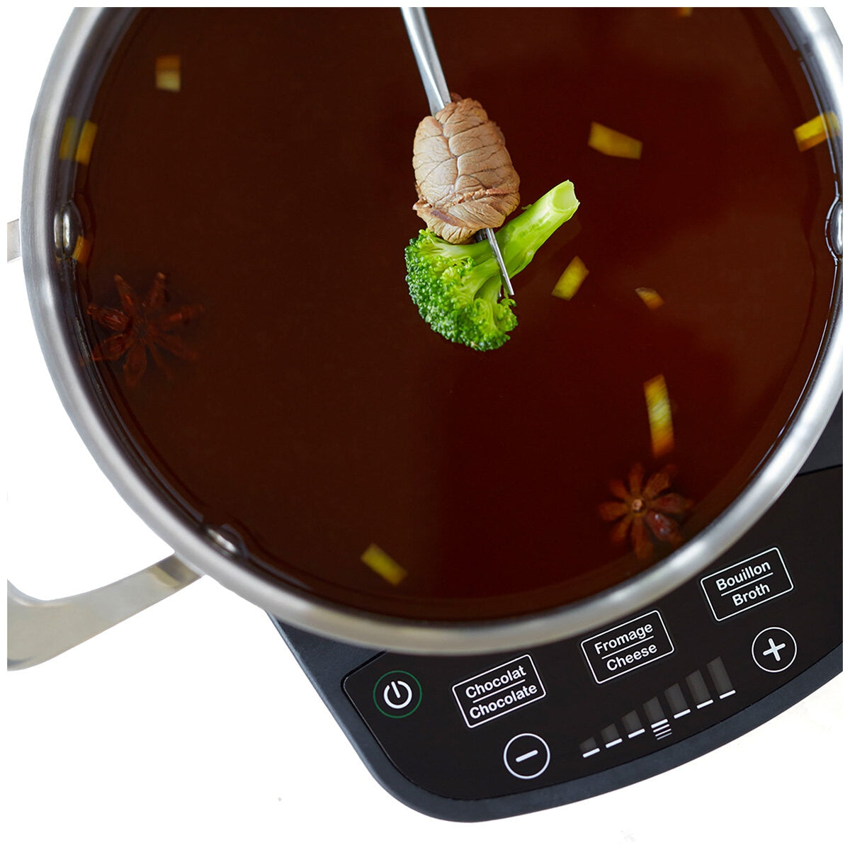 Ricardo Digital Electric Fondue Set 3L 063402-001-0000 LED Touch Controls, 8 Color Coded Forks, 1200W Power