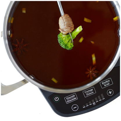 Ricardo Digital Electric Fondue Set 3L 063402-001-0000 LED Touch Controls, 8 Color Coded Forks, 1200W Power